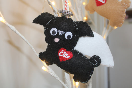Pug Angels Personalized Heart Ornaments